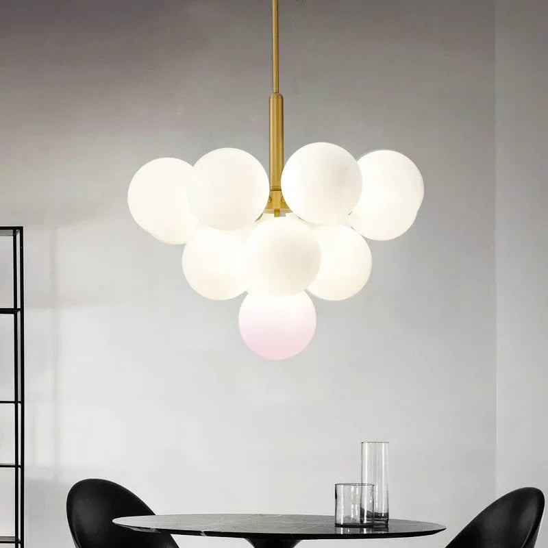 Royelux 13-Light Mid-Century Modern Brass Gold Bubble Chandelier Pendant