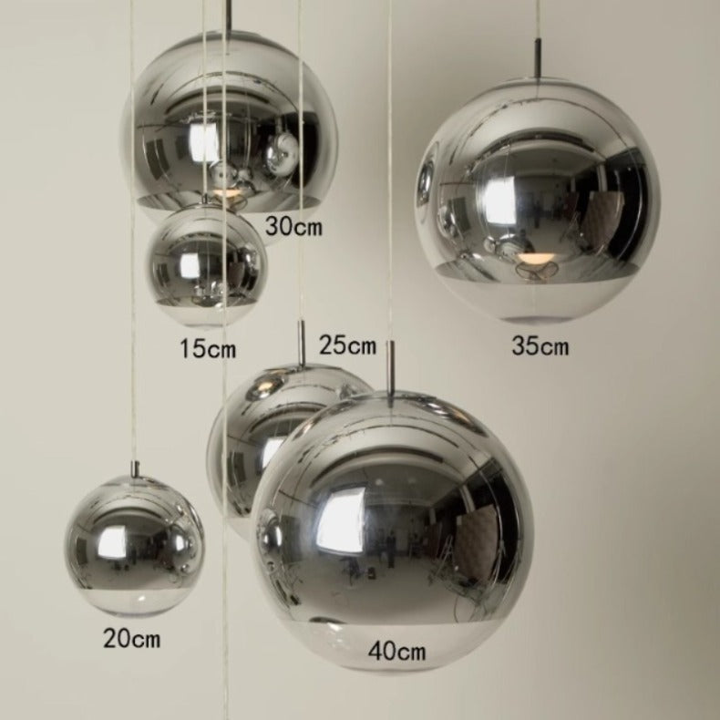 Royelux Modern Silver Glass Globe Pendant Light Cluster For Dining Room