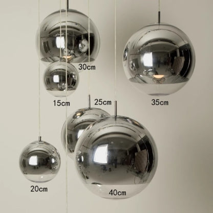 Royelux Modern Silver Glass Globe Pendant Light Cluster For Dining Room