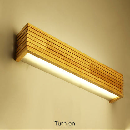 RoyaleGlow Wood LED Wall Sconce - Modern Rectangular Nordic Light