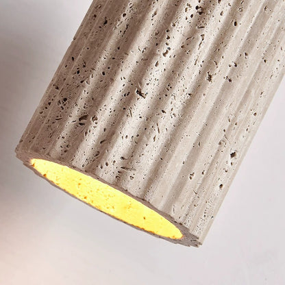 LuxRoyale Fluted Travertine Stone Pendant Light for Modern Kitchen Island