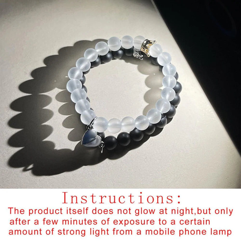 RoyaleGlow Glow Heart Magnetic Couples Gift Bracelet