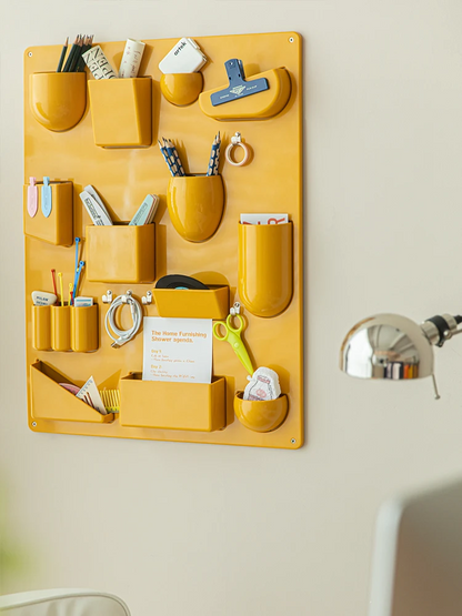 LuxRoyale 15-Slot Wall Organizer - Modern Modular Storage Rack with Hooks for Home & Office