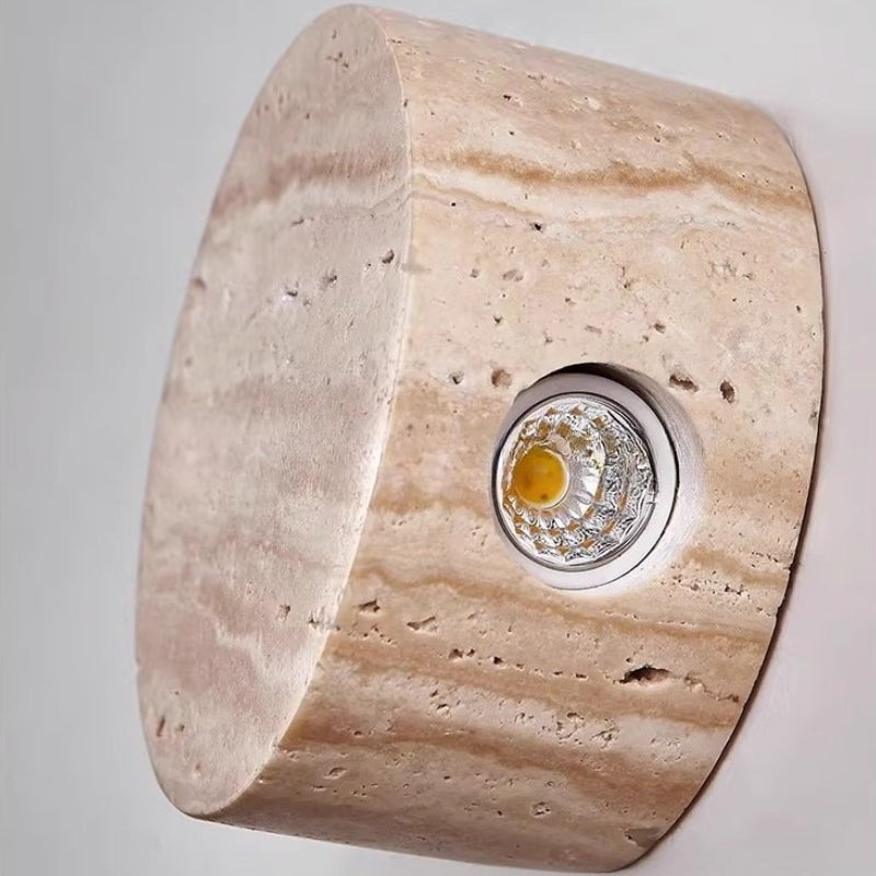RoyaleGlow Natural Stone Wall Sconce-Minimalist Round LED Up And Down Light