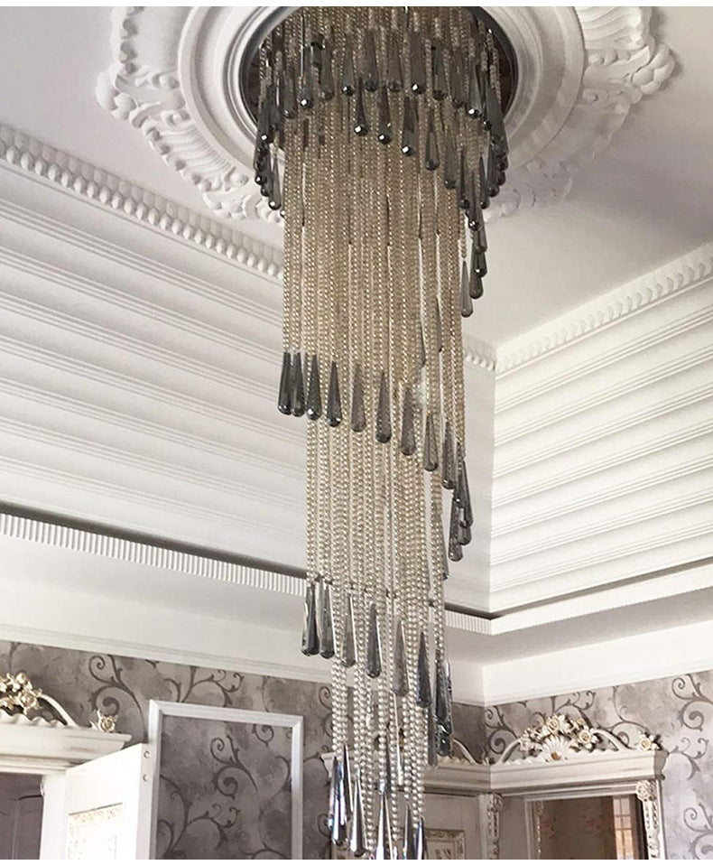 Royelux Modern Spiral Crystal Chandelier for Staircases & Ceilings