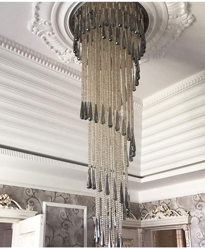 Royelux Modern Spiral Crystal Chandelier for Staircases & Ceilings