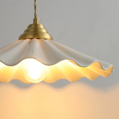 LuxRoyale White Ceramic Wavy Ceiling Pendant Light Fixture for Kitchen Island