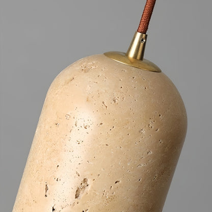 LuxRoyale Travertine Pendant Light, Wabi-Sabi Vintage Stone Hanging Lamp