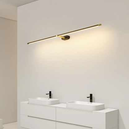 LuxRoyale Minimalist Linear Wall Lamp with Gold End Caps, Aluminum Construction