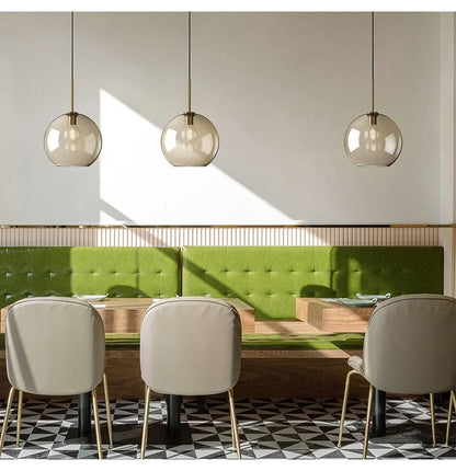 LuxRoyale Modern Glass Globe Pendant Light with Brushed Gold Accent