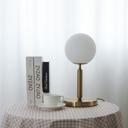 Royelux Modern Brass Table Lamp with Frosted Glass Globe for Bedroom & Office