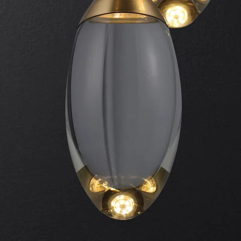 LuxRoyale Modern Glass Drop Pendant Light-Warm LED Hanging Lamp