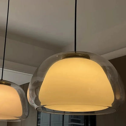 Lumora Amber Glass Designer Pendant Light with Adjustable Cable