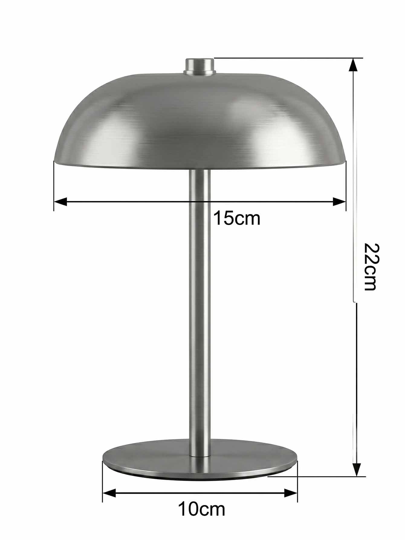 Royaleva Contemporary Brushed Steel Crescent Mushroom Table Lamp with Integrated LED