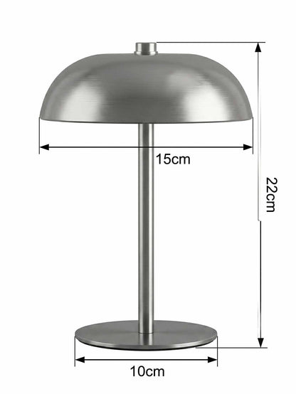 Royaleva Contemporary Brushed Steel Crescent Mushroom Table Lamp with Integrated LED