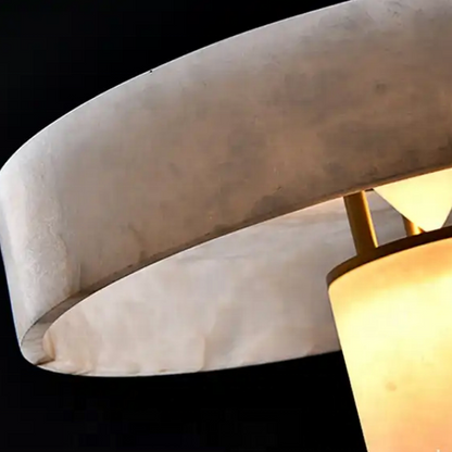 LuxRoyale Genuine Alabaster Accent Lamp - Sculptural Stone Table Light
