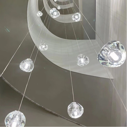 LuxRoyale Cascading Crystal Drop Chandelier for Staircase Entryway Lighting