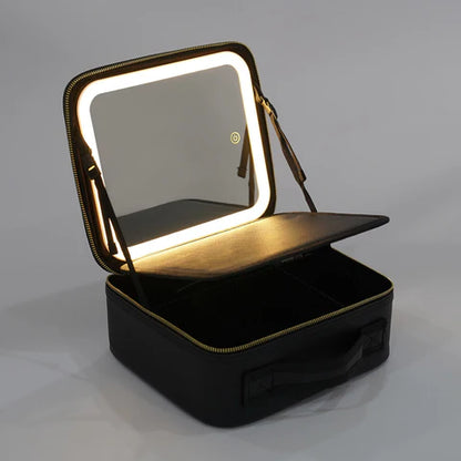 RoyaleGlow LED Makeup BAG with Mirror and Brush Compartment