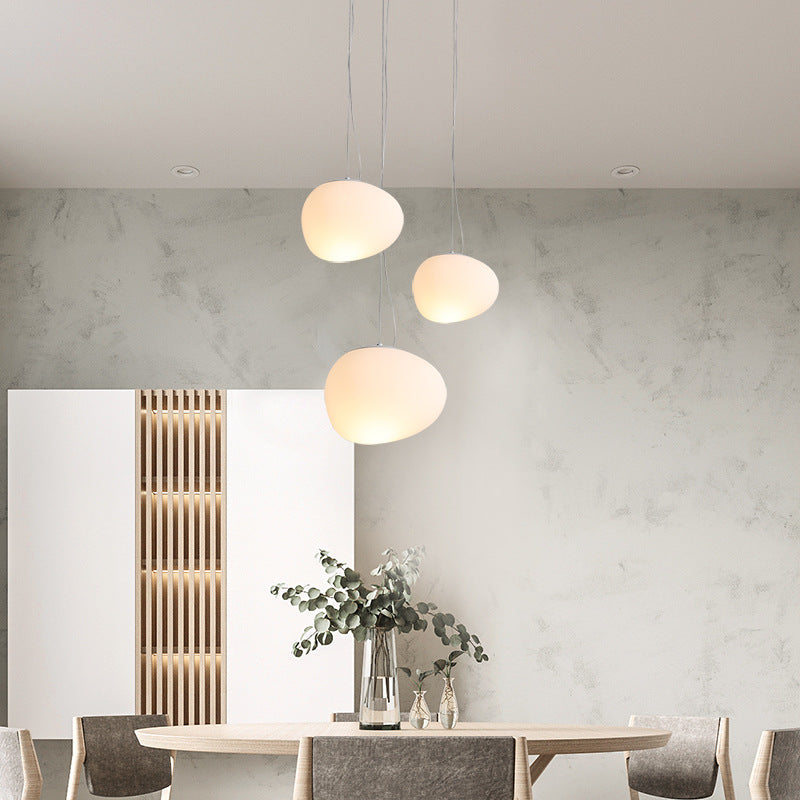 LuxRoyale Modern Pebble LED Pendant Light White Frosted Glass Diffuser