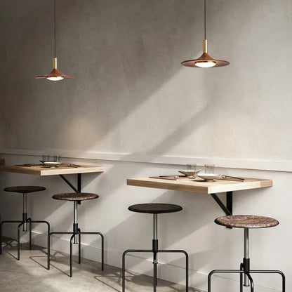 Lumora Elegant Wood & Brass Disc Pendant Light for Dining