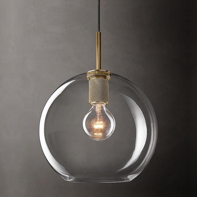RoyaleGlow Modern Clear Glass Sphere Pendant Light - Minimalist Industrial Hanging Lamp