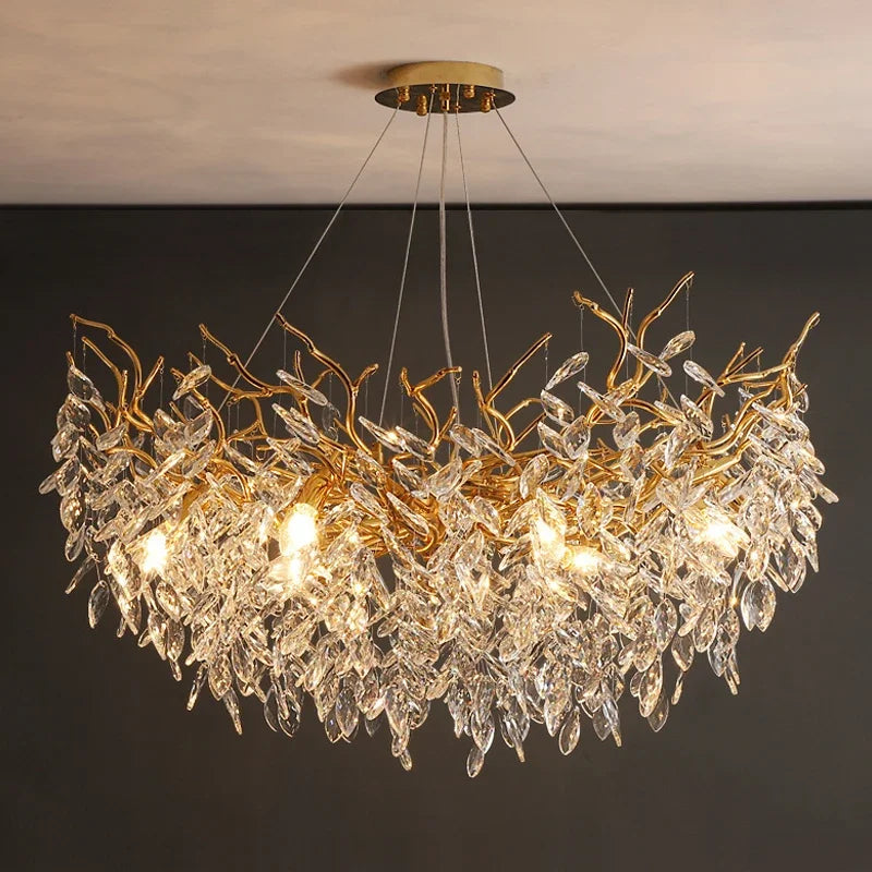 Royelux Modern Crystal Chandelier-Gold Branch Luxury Ceiling Light Fixture