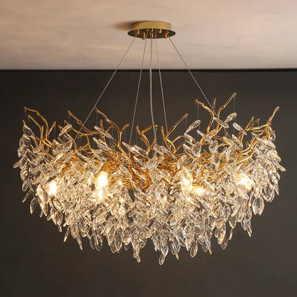 Royelux Modern Crystal Chandelier-Gold Branch Luxury Ceiling Light Fixture