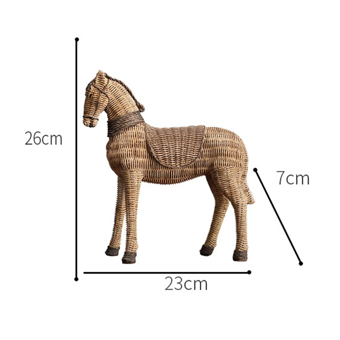LuxRoyale Handwoven Rattan Horse Sculpture - Rustic Farmhouse Wicker Animal Decor