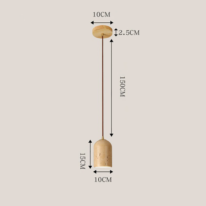 LuxRoyale Travertine Pendant Light, Wabi-Sabi Vintage Stone Hanging Lamp