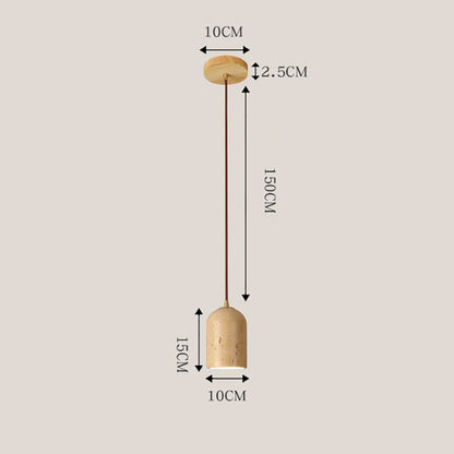 LuxRoyale Travertine Pendant Light, Wabi-Sabi Vintage Stone Hanging Lamp