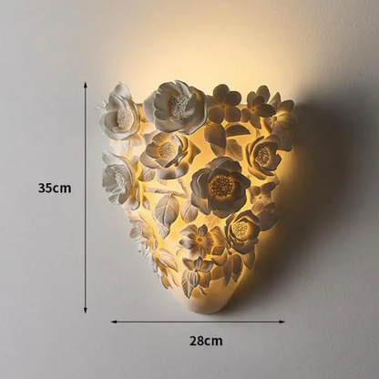 LuxRoyale French Provincial Floral Rose Carved LED Wall Sconce - Resin Wall Lamp for Bedroom Living Room and Hallway