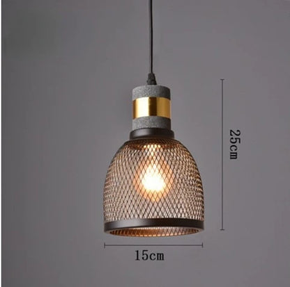 Royelux Industrial Concrete & Metal Pendant Light Fixture with Amber Glass Shade