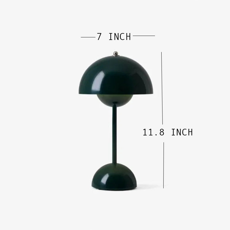 Cordless Mushroom Modern Table Lamp - Dimmable LED with 3 Color Modes - Green
