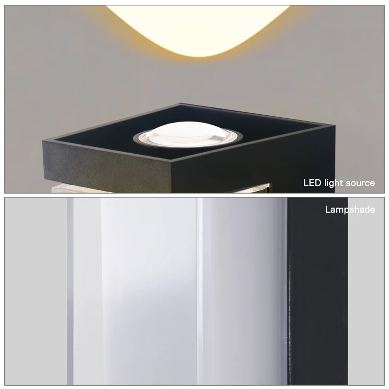 RoyaleGlow Modern Black Aluminum Outdoor Wall Light Up Down IP65 Rated
