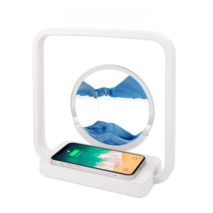 Royelux 3D Moving Sand Art Lamp with 15W Wireless Charger & LED Desk Light