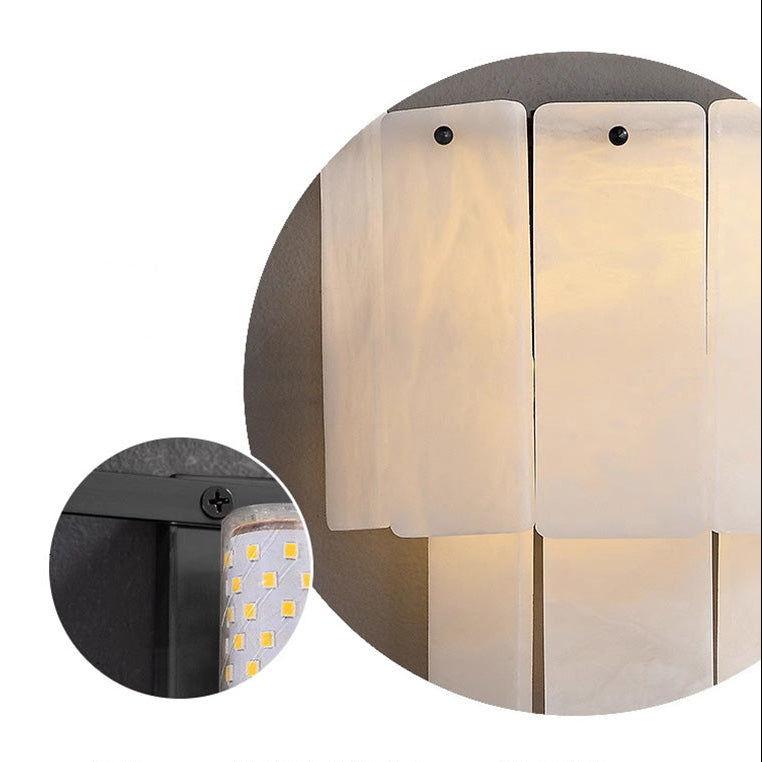 RoyaleGlow Modern Alabaster Wall Sconce - Luxury Layered Stone LED Light for Living Room
