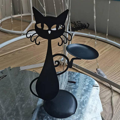 Royaleva Black Cat Candle Holder for Stylish Decor