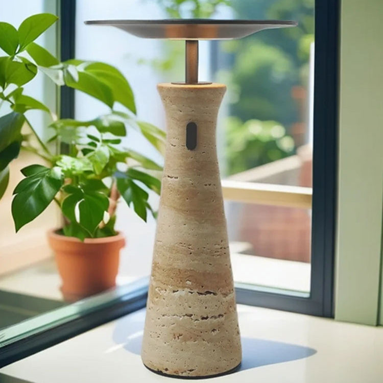 RoyaleGlow Travertine Cordless LED Table Lamp for Bedroom, Living Room & Dining Table