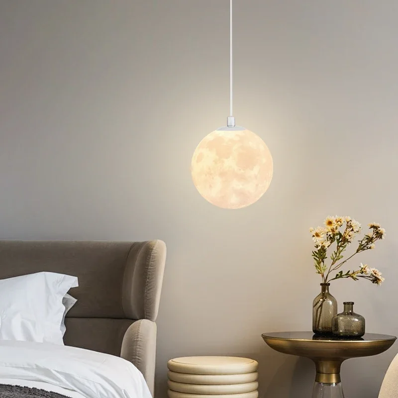 LuxRoyale Moon Pendant Light - 3D-Printed Lunar Surface Chandelier, Warm Ambient Glow