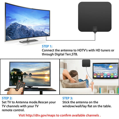 Luxora 300 Miles Indoor Digital Amplified HDTV Antenna W/ Signal Booster