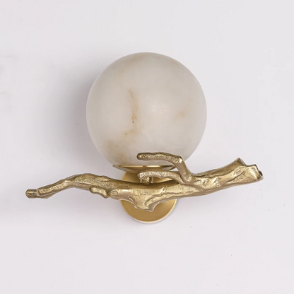 LuxRoyale Alabaster Branch Wall Sconce - Artistic Copper Globe Fixture
