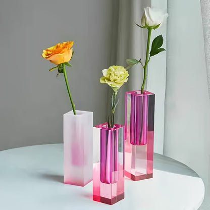 Royelux Gradient Acrylic Vase Modern Geometric Table Decor