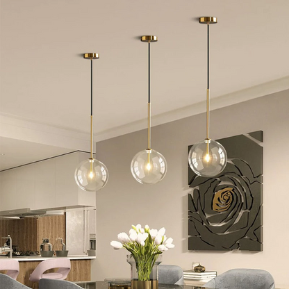 RoyaleGlow Modern Glass Globe Pendant Light for Bedroom & Kitchen