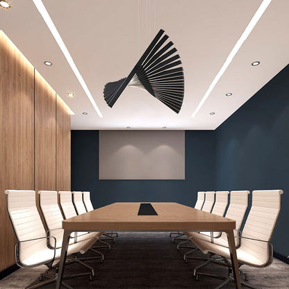 Royelux Modern Fishbone Chandelier-Black Aluminum LED Dining Room Light Fixture