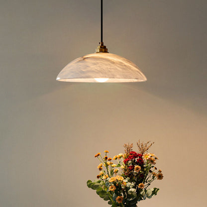 Royelux Alabaster Dome Pendant Light - Natural Stone Ceiling Fixture for Kitchen Island