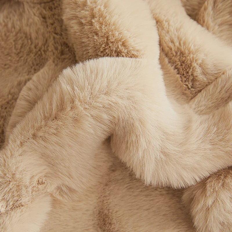 RoyaleGlow Luxe Faux Rabbit Fur Throw Blanket - Ultra Soft & Plush Comfort
