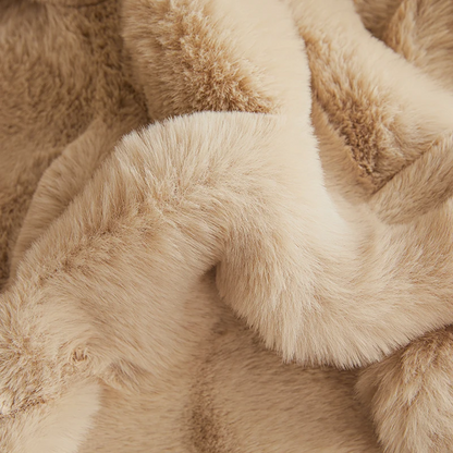 RoyaleGlow Luxe Faux Rabbit Fur Throw Blanket - Ultra Soft & Plush Comfort
