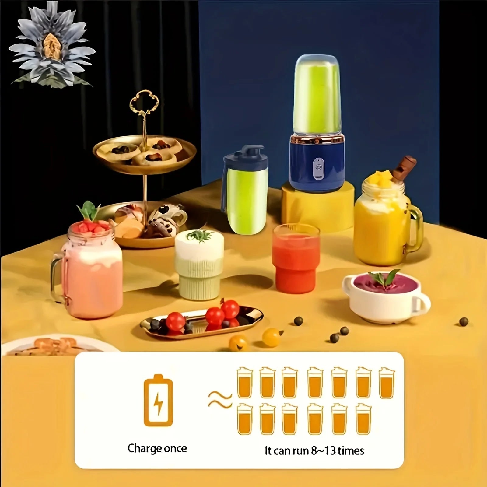 6 Blades USB Portable Juicer Maker, Juicer Fruit Juice CupAutomatic Small Electric Juicer Smoothie Blender lce CrushCup 4