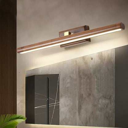 Royaleva Modern Walnut & Brass 360° Rotatable LED Wall Light, Wooden Mirror Wall Light