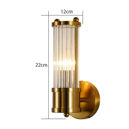Rayvia Polished Brass Fluted Crystal Column Wall Sconce